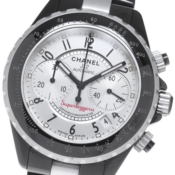 CHANEL J12 Super Reggera H1624 Chronograph Silver Dial Automatic Men's - Picture 1 of 6